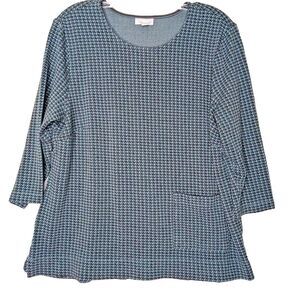 J Jill size Large Top Blue Gray Pullover shirt Flawed-heavy piling